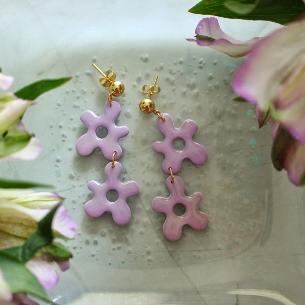 Kolczyki Dreamflower - Lekkie kolczyki z gliny polimerowej Dreamflower – Clayobella handmade