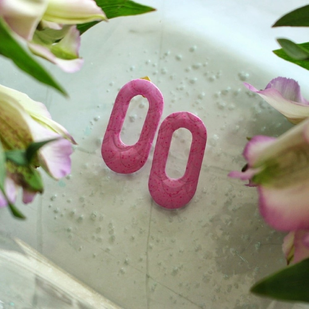 Kolczyki Pink Lagoon - Lekkie kolczyki z gliny polimerowej Pink Lagoon – Clayobella handmade